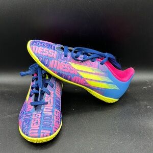 pink purple blue green Adidas x Messi indoor soccer cleats size 1